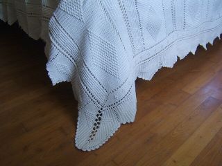 ANTIQUE QUILT BEDSPREAD CROCHET BED COVER SOUTH FRENCH FRANCE KNITTED CROCHETED 12