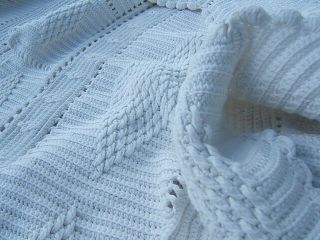 Antique Quilt Bedspread Crochet Bed Cover South French France Knitted Crocheted