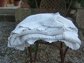 ANTIQUE QUILT BEDSPREAD CROCHET BED COVER SOUTH FRENCH FRANCE KNITTED CROCHETED 6