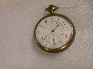 Vintage Crest Pocket Watch White Face.  The Case Has Some Minor Scratches.
