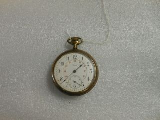 VINTAGE CREST POCKET WATCH WHITE FACE.  THE CASE HAS SOME MINOR SCRATCHES. 3