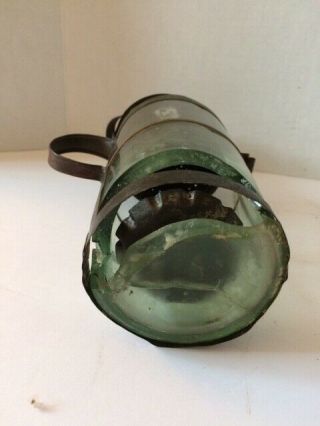 Very Early Round Tin Lantern with Handblown Glass 10 1/2 
