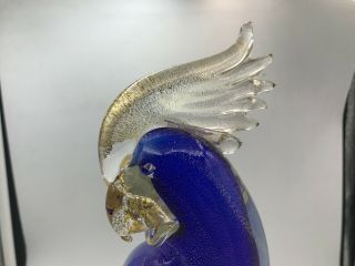 ITALIAN MID - CENTURY MODERN BLUE & GOLD MURANO ART GLASS PARROT 5