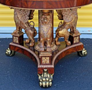 RARE Maitland Smith Full Figural Winged Griffin Flaming Mahogany Center Table 2
