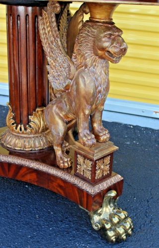 RARE Maitland Smith Full Figural Winged Griffin Flaming Mahogany Center Table 3