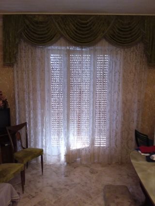 Italian Or French Pair Antique Sheer Lace Curtains Panels