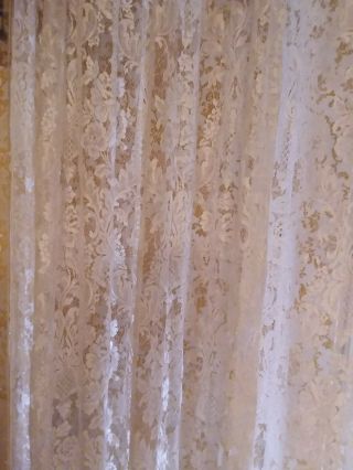 Italian or french pair antique sheer lace curtains panels 2