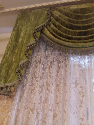 Italian or french pair antique sheer lace curtains panels 3