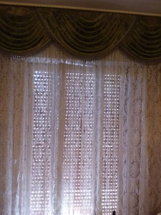 Italian or french pair antique sheer lace curtains panels 4