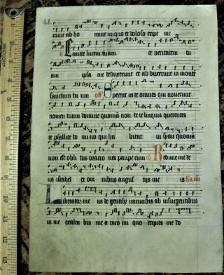 15th Century Antiphonal Music Manuscript On Vellum Antiphonary Two - Sided