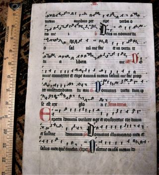 15th century antiphonal music manuscript on vellum antiphonary two - sided 2