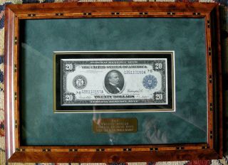 1914 $20 Federal Reserve Note " Chicago " 7g Grover Cleveland Framed Presentation