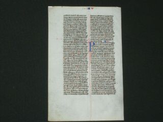 Rare Charming Medieval Vellum Manuscript " Pocket " Bible Leaf,  C.  1280