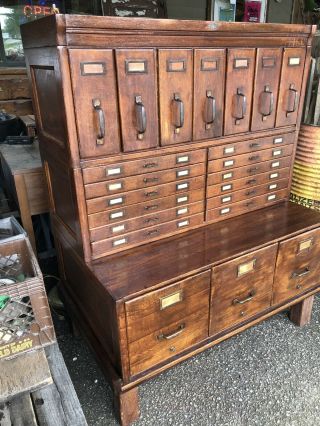 Antique Oak Lawyer Barrister Stacking Bookcase Filing Cabinets