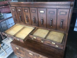 Antique Oak Lawyer Barrister Stacking Bookcase Filing Cabinets 3