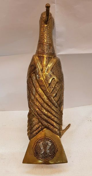 1700s Antique Egyptian Old Bronze Carved With Silver Inlay Unique And Rare Bird 2