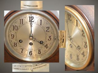 RESTORED GRAND HERSCHEDE MODEL 10 CANTERBURY&WESTMINSTER CHIMES ANTIQUE CLOCK 4