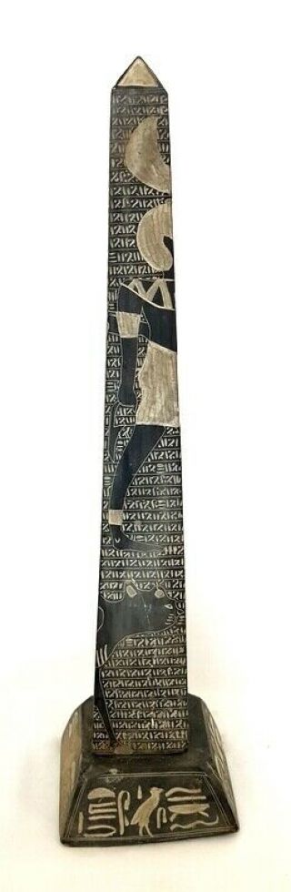 Rare Pharaonic Obelisk HandMade Antiquity Statue Natural Basalt Stone hieroglyph 3