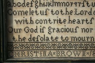 SMALL ANTIQUE NEEDLEWORK SAMPLER by CHRISTINA BROWN Dated 1829. 6