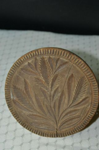 Antique wooden butter mold corn plant design 2