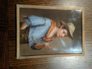 Antique Hand Painted Porcelain Plaque