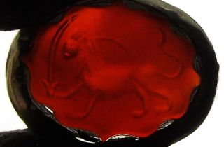 PERSIA,  CARNELIAN AGATE SILVER RING ENGRAVED,  PERSIAN EMBLEM,  LION,  SUN,  SWORD 11