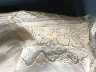 18th C.  English Hollie Point lace - inserts in baby shirt COLLECTOR 2