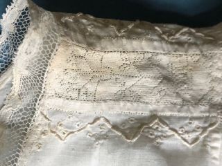 18th C.  English Hollie Point lace - inserts in baby shirt COLLECTOR 3