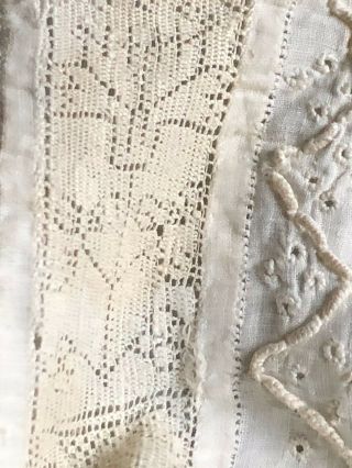 18th C.  English Hollie Point lace - inserts in baby shirt COLLECTOR 9