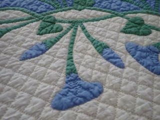 Vintage 1920s Marie Webster Morning Glories Crib QUILT Rare in Blue 50x34 9
