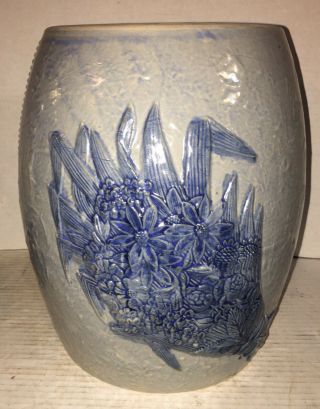 Antique c1915 ROBINSON Blue Decorated Stoneware Crock WATER COOLER 7