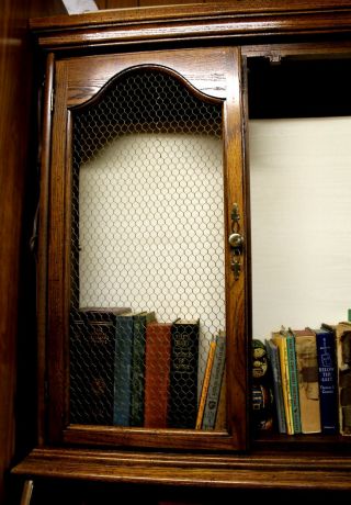 Vintage Oak Secretary & Bookcase Hutch 4