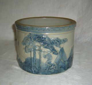 ANTIQUE c1903 SLEEPY EYE CHIEF BLUE SALT GLAZE STONEWARE BUTTER CROCK 4