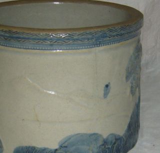 ANTIQUE c1903 SLEEPY EYE CHIEF BLUE SALT GLAZE STONEWARE BUTTER CROCK 6