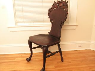 ANTIQUE CARVED DRAGON CHAIR FREDERICK & LOESER NY FABULOUS DESIGNER CHAIR WALNUT 2