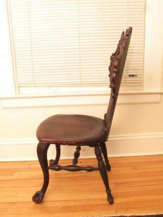 ANTIQUE CARVED DRAGON CHAIR FREDERICK & LOESER NY FABULOUS DESIGNER CHAIR WALNUT 4