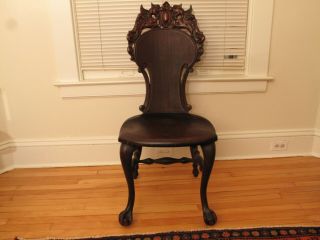 ANTIQUE CARVED DRAGON CHAIR FREDERICK & LOESER NY FABULOUS DESIGNER CHAIR WALNUT 6