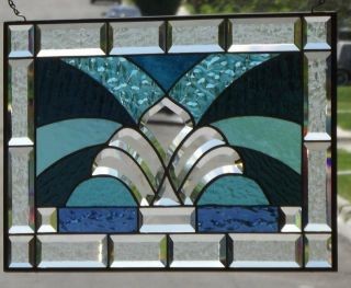 • Sunshine •Beveled Stained Glass Window Panel • 22 1/4 