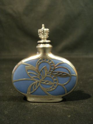 U.  S.  Zone Germany Porcelain Glass Scent Bottle With Sterling Silver Overlay
