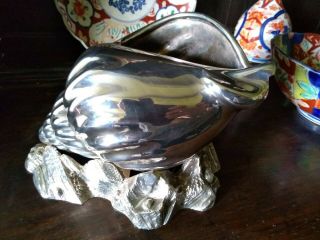 Antique Silver Plate Victorian Shell Nautilus Spoon Warmer 4