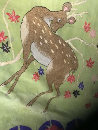 Antique Chinese Silk Embroidered Cloth,  monkey,  deer Birds off Paradise/blossom 3