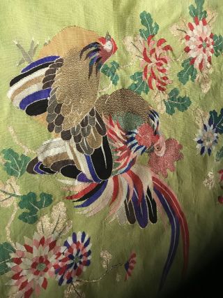 Antique Chinese Silk Embroidered Cloth,  monkey,  deer Birds off Paradise/blossom 9
