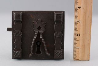 Rare Antique 16th Century Wrought Iron Medieval Chest Cabinet Door Lock,  Nr