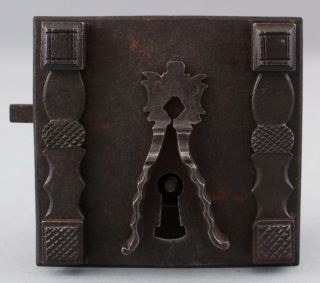 RARE Antique 16th Century Wrought Iron Medieval Chest Cabinet Door Lock,  NR 2