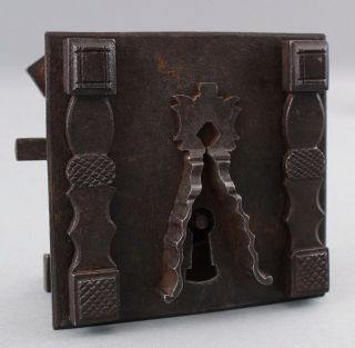 RARE Antique 16th Century Wrought Iron Medieval Chest Cabinet Door Lock,  NR 3
