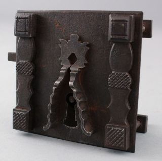 RARE Antique 16th Century Wrought Iron Medieval Chest Cabinet Door Lock,  NR 4