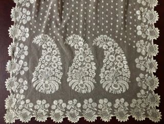 Long early 1800s needlerun embroidered net lace Paisley Shawl COSTUME COLLECT 2