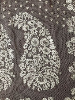 Long early 1800s needlerun embroidered net lace Paisley Shawl COSTUME COLLECT 3