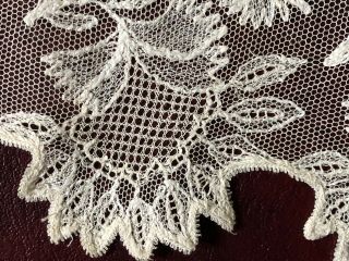 Long early 1800s needlerun embroidered net lace Paisley Shawl COSTUME COLLECT 5