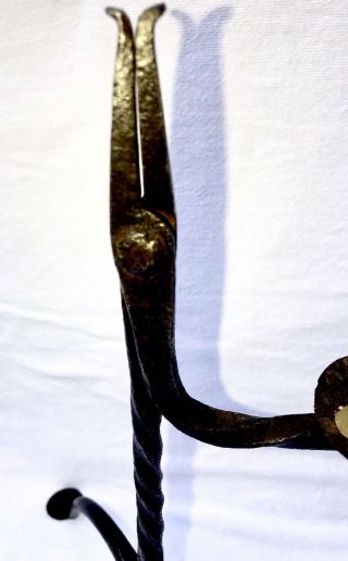 18th C FORGED IRON RUSHLIGHT RUSH LIGHT LAMP EARLY AMERICAN PRIMITIVE LIGHTING 2